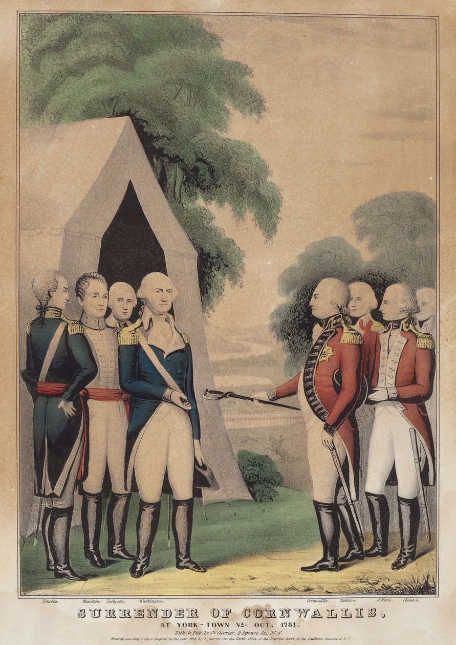 Surrender of Cornwallis: At York-Town Va. październik 1781 r. autorstwa Nathaniel Currier