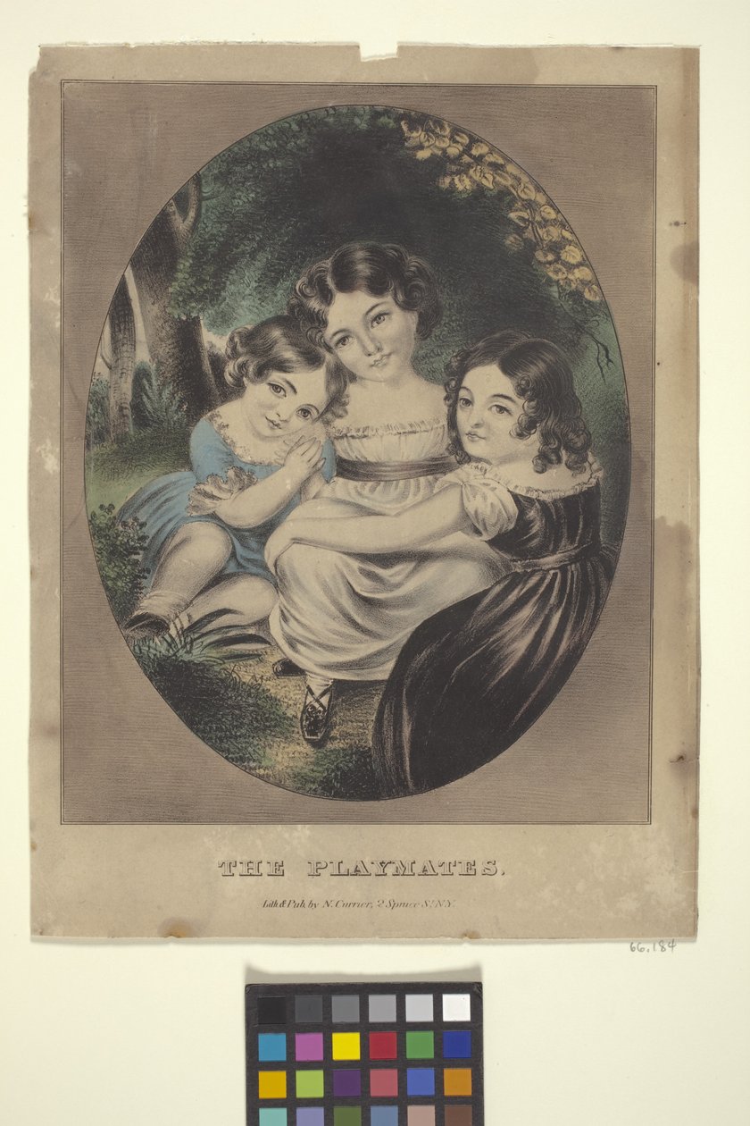 The Playmates (litografia ręcznie kolorowana) autorstwa Nathaniel Currier