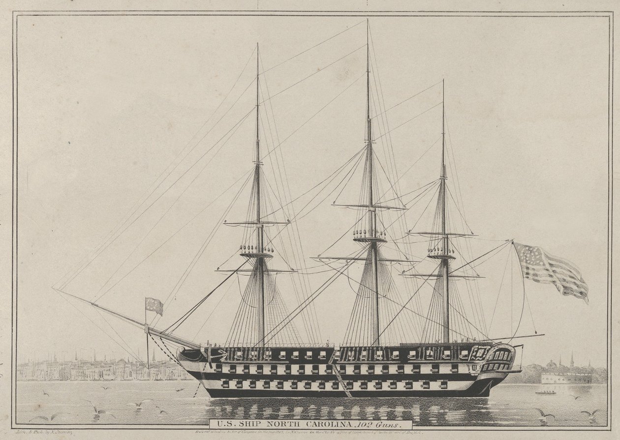 US Ship North Carolina, 102 Guns, 1843., 1843. autorstwa Nathaniel Currier