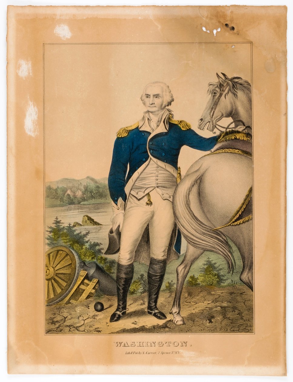 Waszyngton (stojący przy koniu) autorstwa Nathaniel Currier