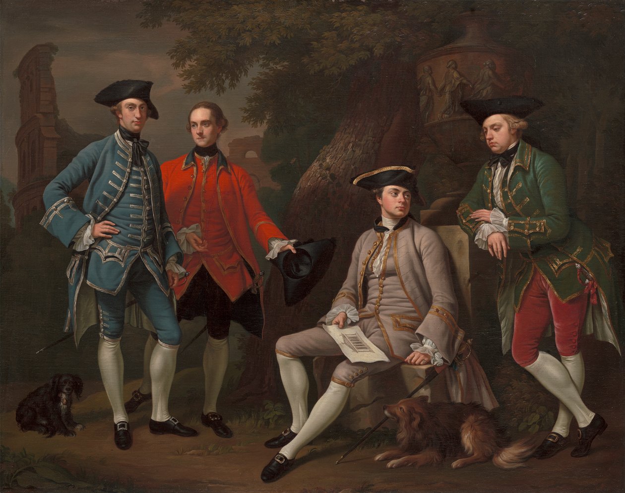 James Grant z Grant, John Mytton, Hon. Thomasa Robinsona i Thomasa Wynne autorstwa Nathaniel Dance