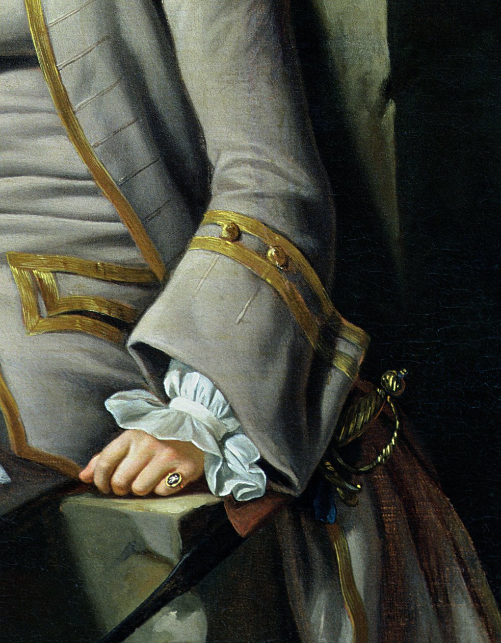 James Grant of Grant, John Mytton, Honorable Thomas Robinson i Thomas Wynne, ok. 1760 detal z 162478 olej na płótnie autorstwa Nathaniel Dance Holland