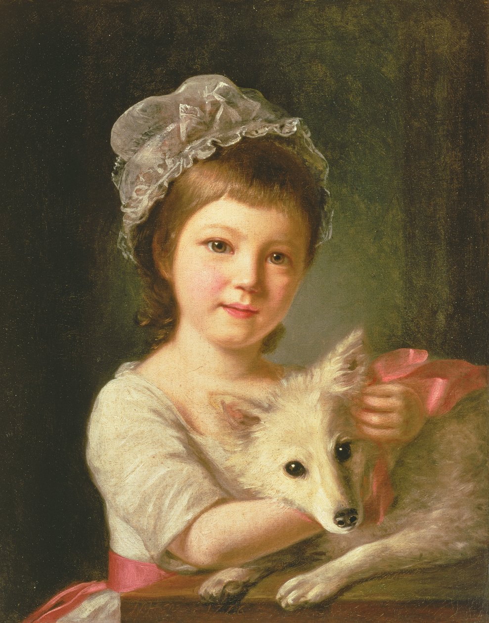 Młoda dziewczyna z psem, 1776 autorstwa Nathaniel Hone