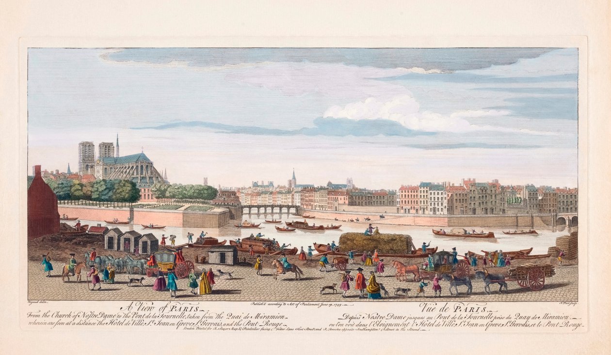 XVIII-wieczny widok Paryża, Francja (rycina) autorstwa Nathaniel Parr