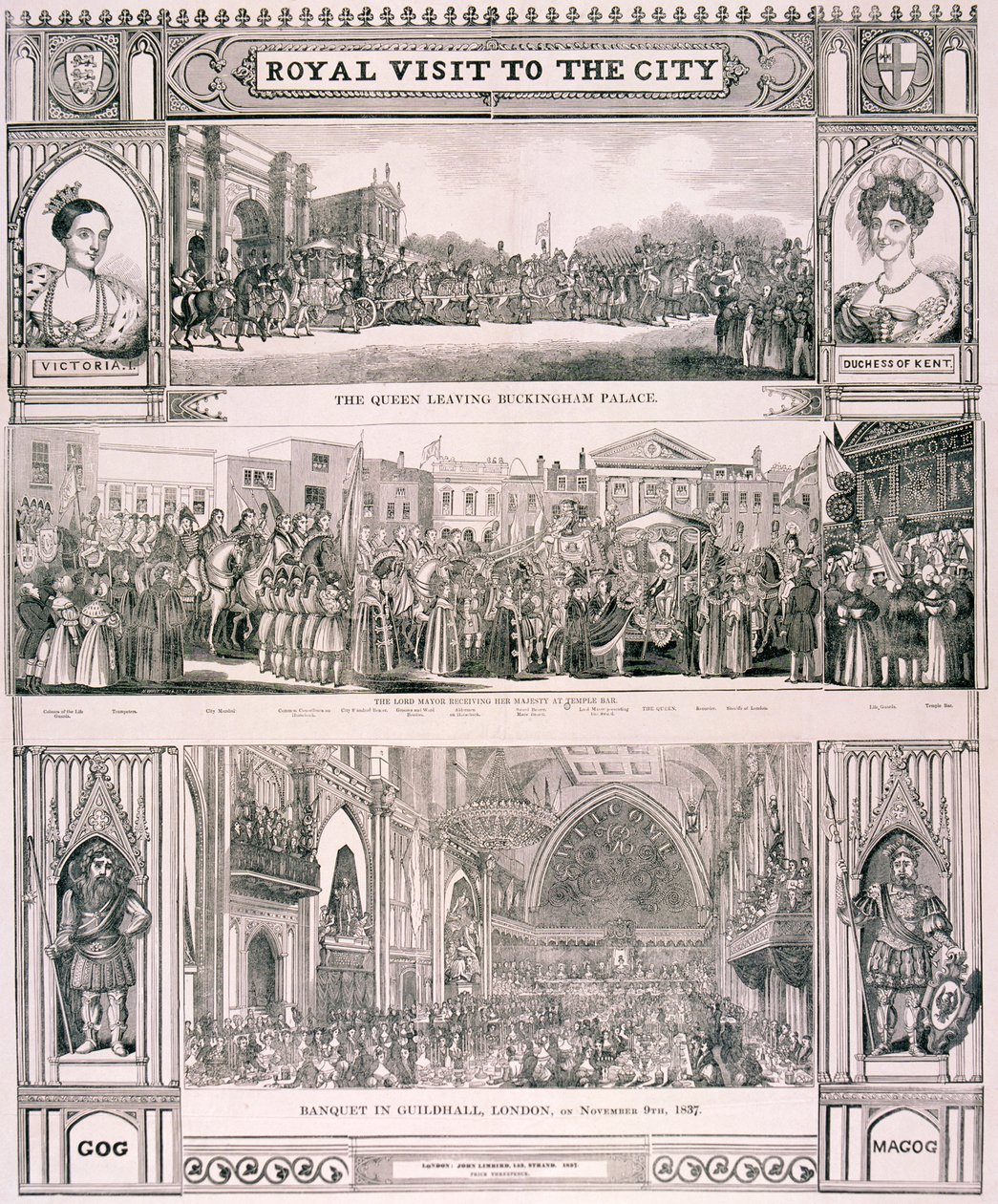 Wizyta królowej Wiktorii w City of London, 1837 autorstwa Nathaniel Whittock