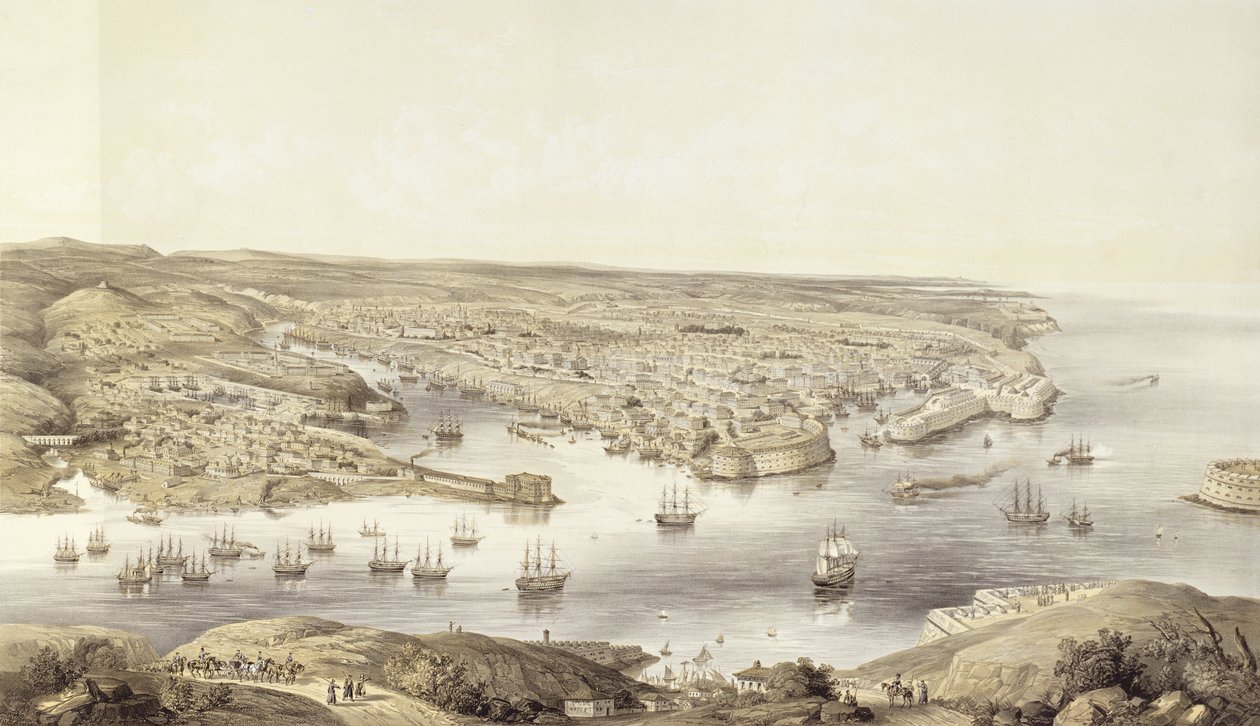 Sewastopol w całej swojej chwale, 1848, rytowany przez Day und Son, opublikowany 1857 autorstwa Nathaniel Whittock