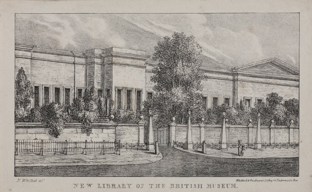 Widok nowej biblioteki w Muzeum Brytyjskim, c.1830 (lito) autorstwa Nathaniel Whittock