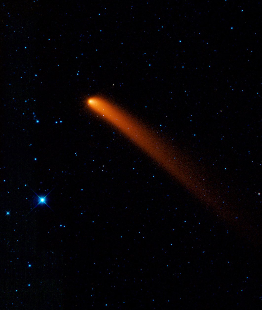 Zdjęcie w podczerwieni Komety Siding Spring (C2007 Q3) odkryte w 2007 roku przez obserwatorów w Australii. Kredyt NASA. Nauka Astronomia autorstwa National Aeronautics and Space Administration National Aeronautics and Space Administration