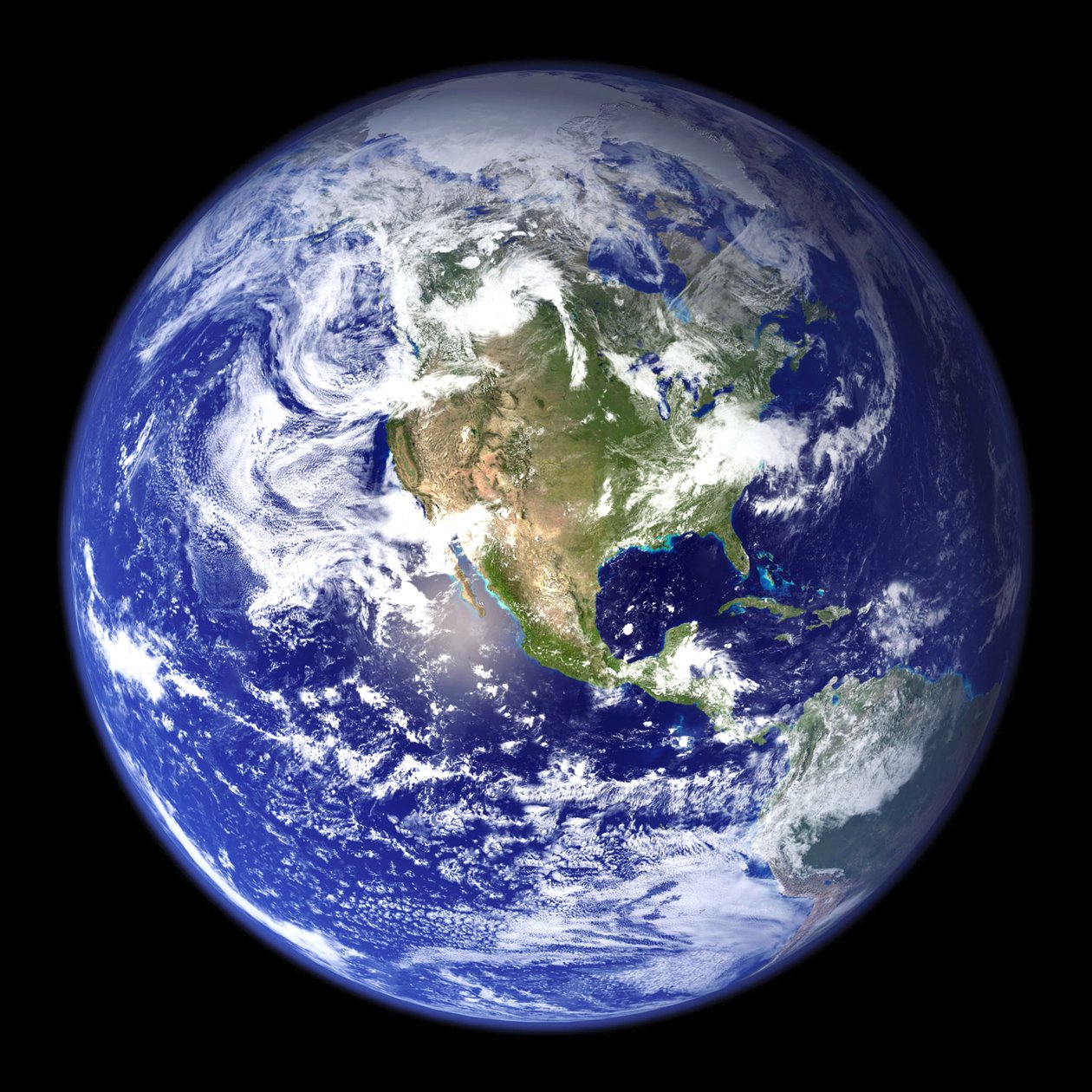 Widok satelitarny Ziemi z Ameryką Północną w centrum obrazu. Źródło: NASA. Nauka Ziemia Geologia Oceanografia autorstwa National Aeronautics and Space Administration National Aeronautics and Space Administration