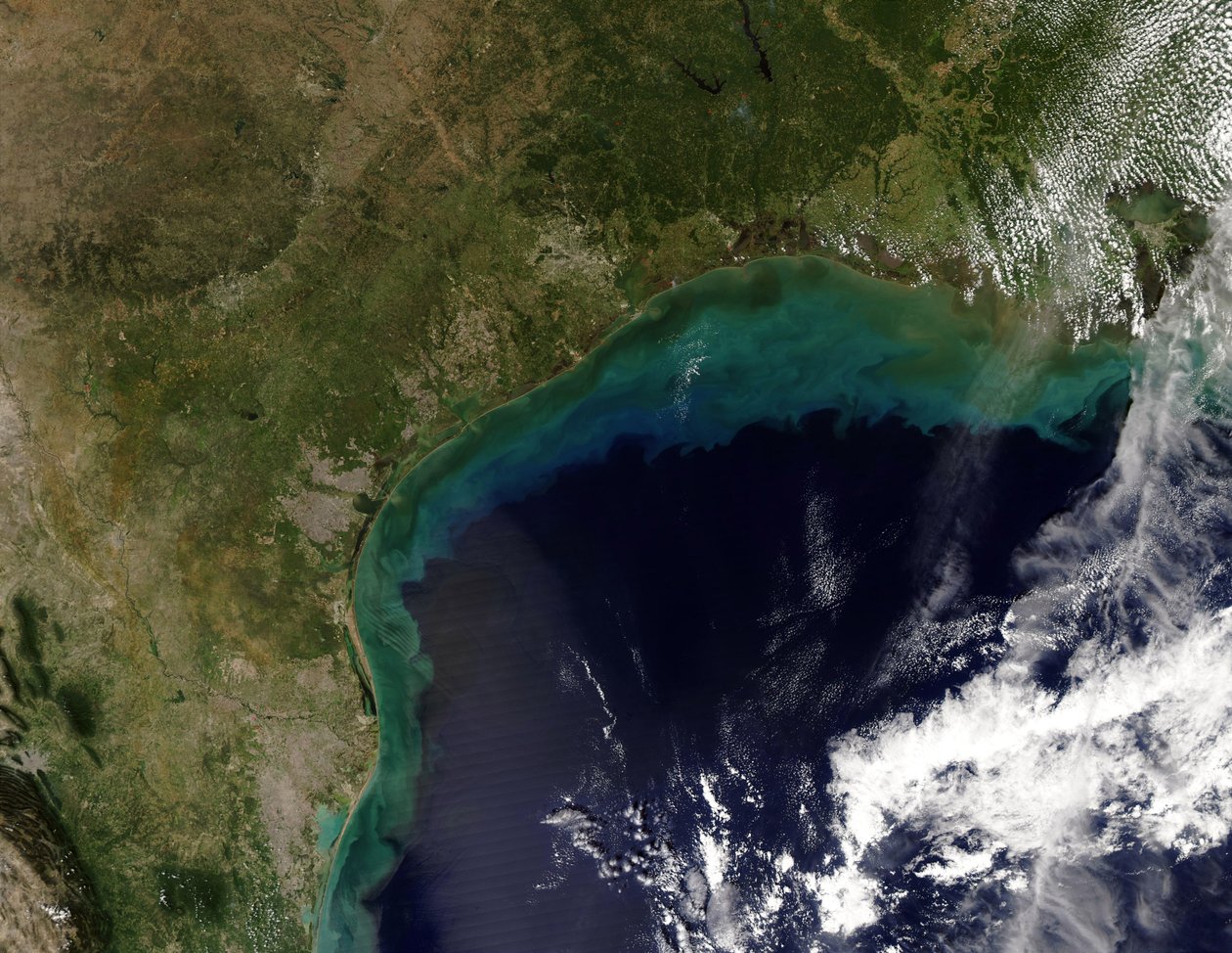 Widok satelitarny na Gulf Coast w USA - Tamaulipas w Meksyku do Nowego Orleanu w Luizjanie. Kredyt NASA. Nauka Ziemia Geologia Oceanografia autorstwa National Aeronautics and Space Administration National Aeronautics and Space Administration