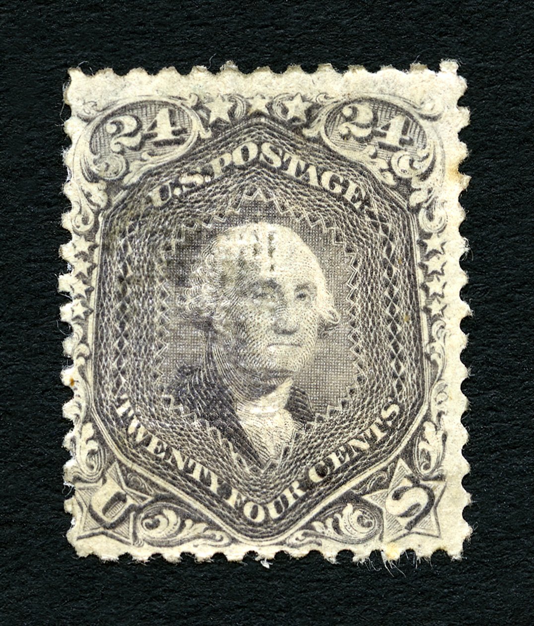 24c Washington F Grill singiel, 1867. autorstwa National Bank Note Company