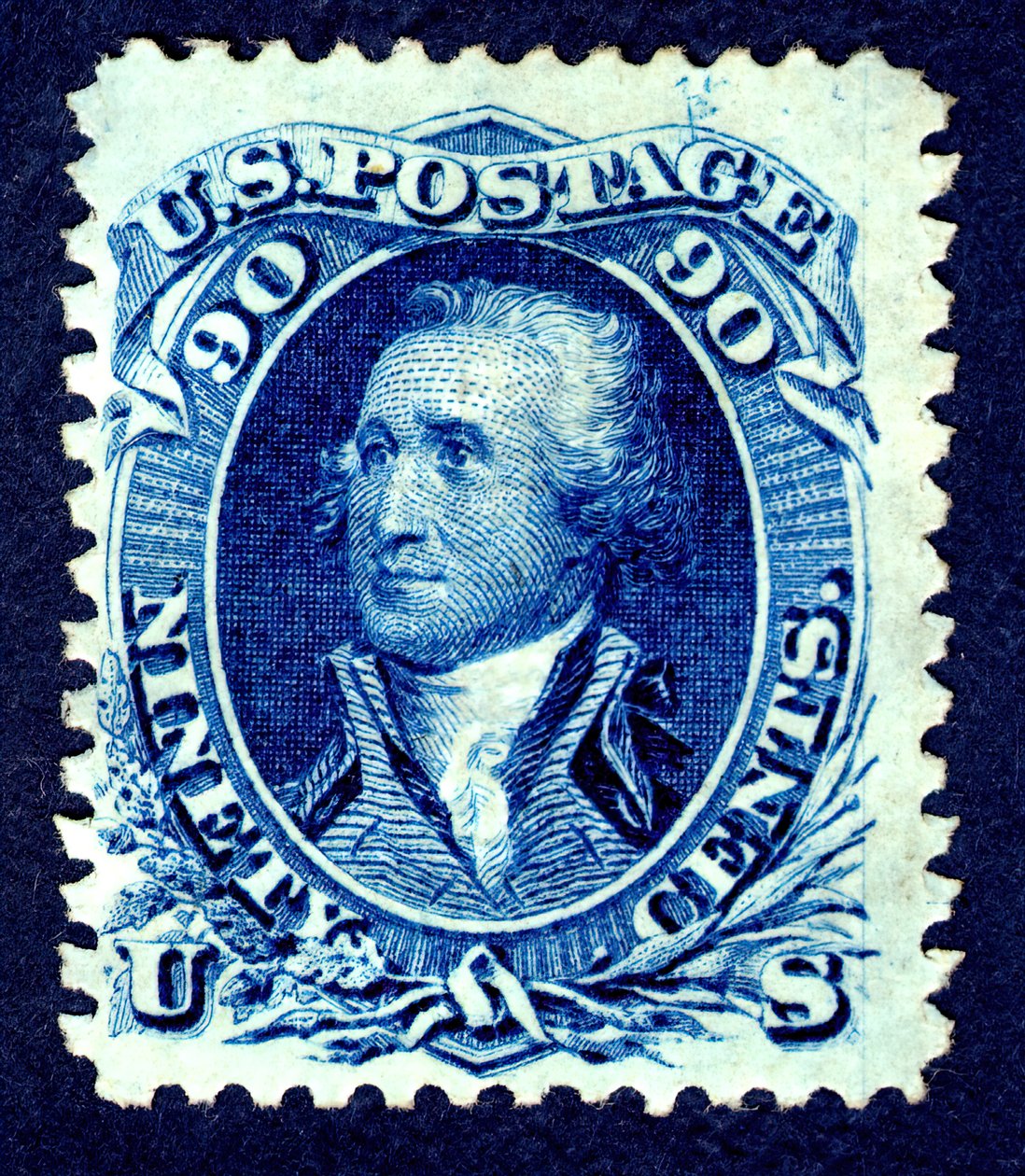 90c Washington F Grill pojedynczy, 1867-1868. autorstwa National Bank Note Company