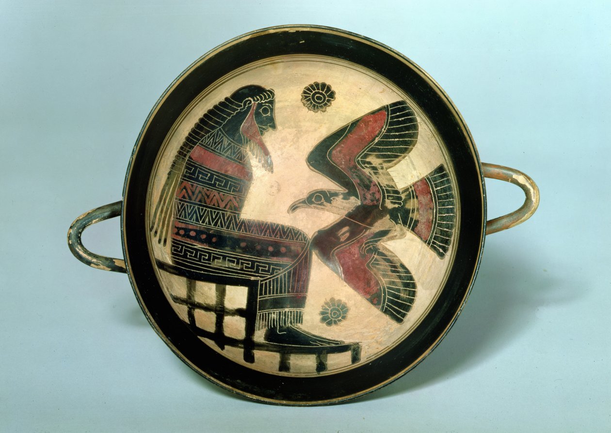 Kielich Lakoński przedstawiający Zeusa i orła, ok. 550 pne (ceramiczny) autorstwa Naukratis Painter
