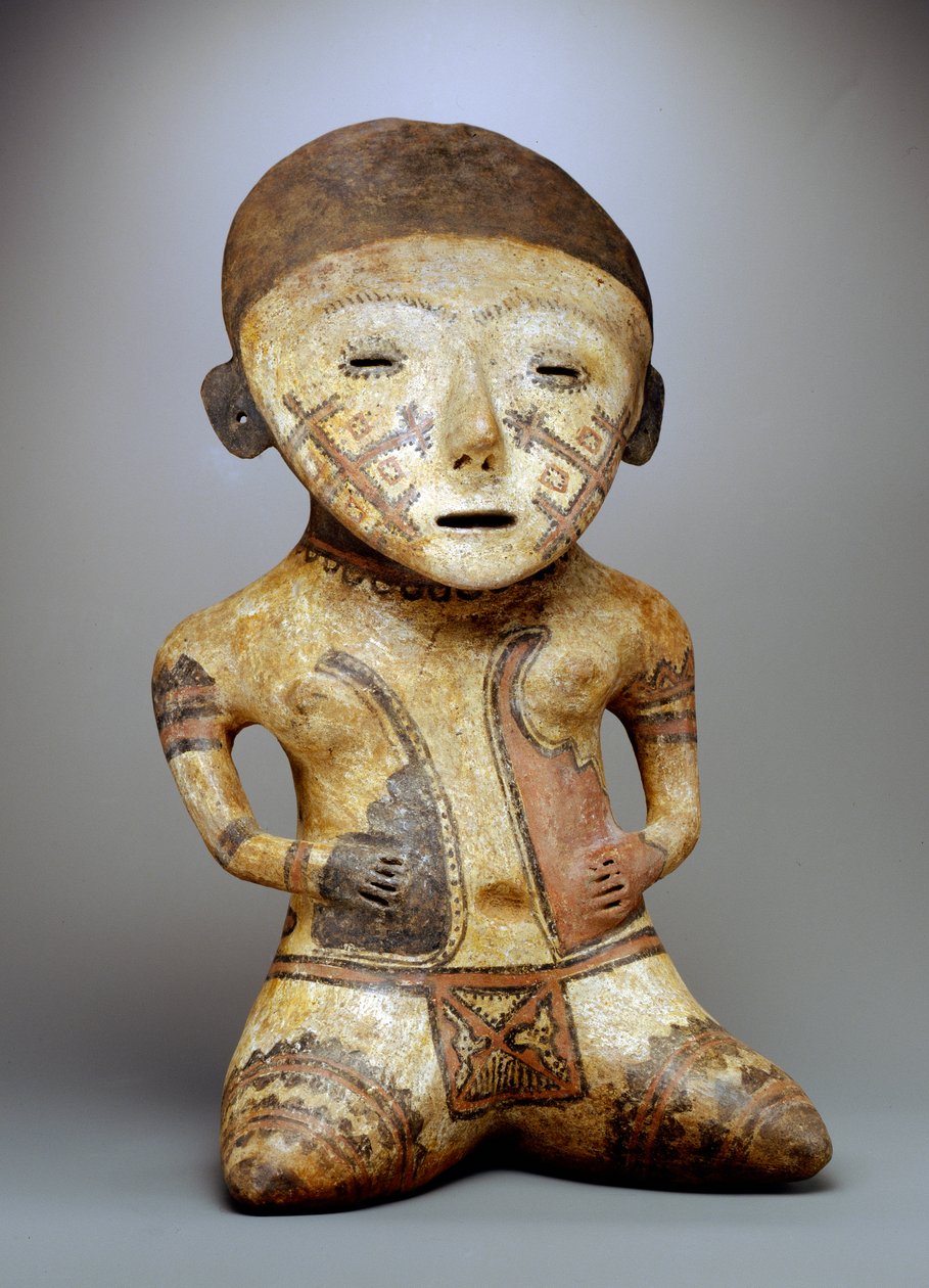 Siedząca kobieta z tatuażami (ceramiczna) autorstwa Nayarit