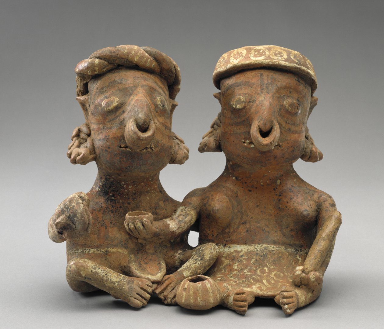 Połączona para małżeńska, 300 BC-AD 300 (ceramiczne z poślizgiem) autorstwa Nayarit Nayarit