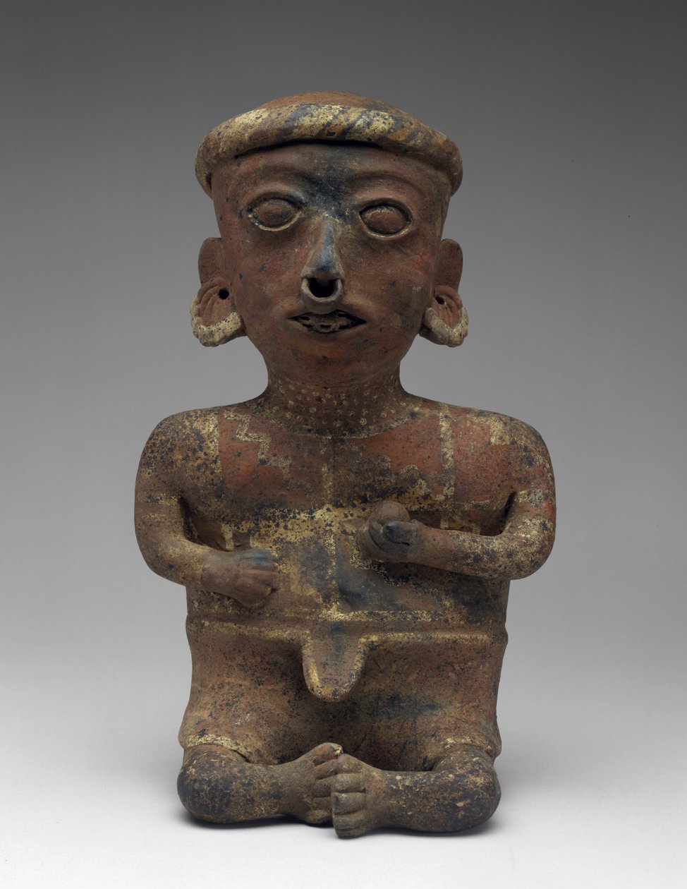 Męska figura, część siedzącej pary, 300 BC-AD 300 (ceramiczne z poślizgiem) autorstwa Nayarit Nayarit