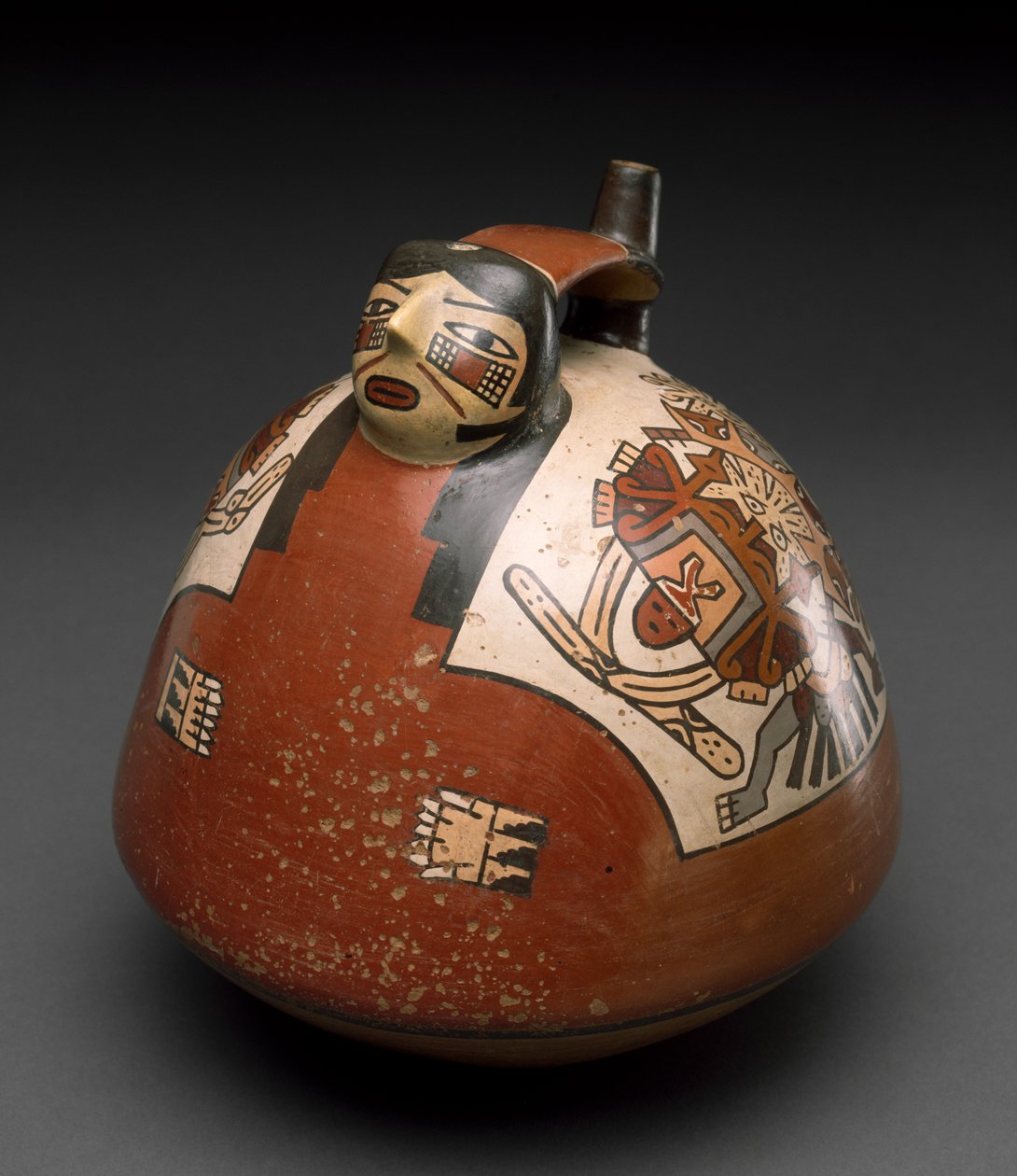 Naczynie w formie kobiety w pelerynie, Peru, 300-600 (ceramika z polichromowanym obrazem poślizgowym) autorstwa Nazca Culture