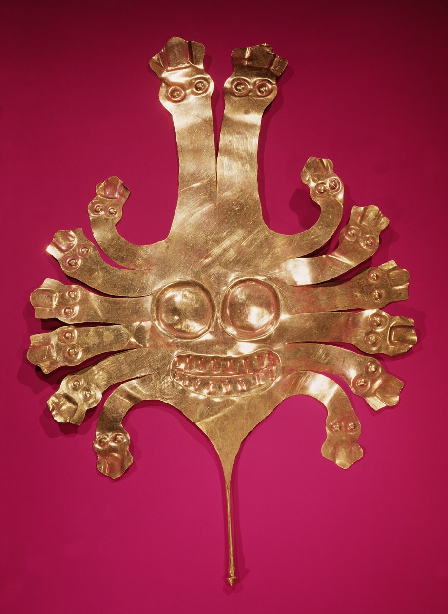 Głowa Meduzy z Peru (złoto) autorstwa Nazca Culture