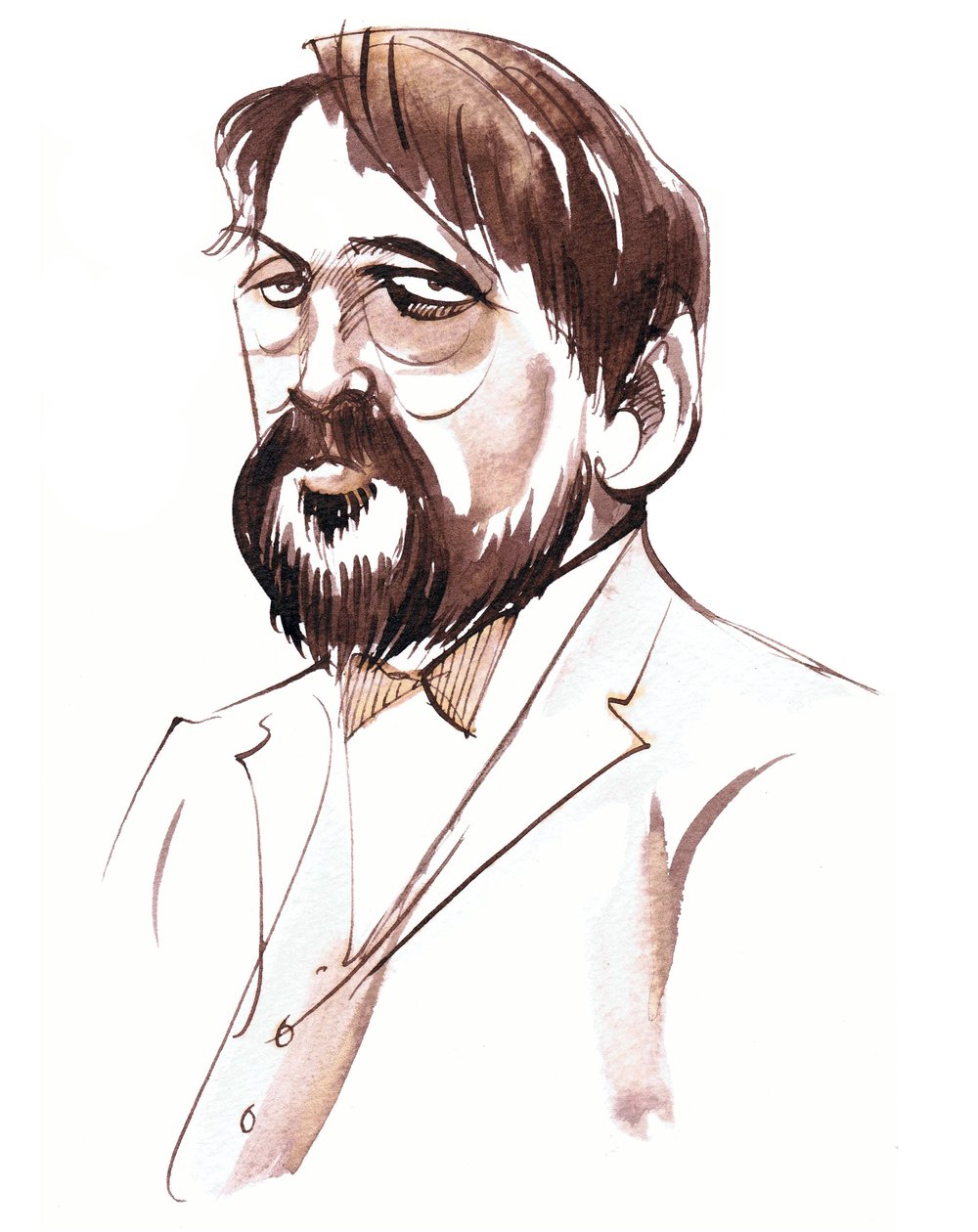 Achille-Claude Debussy, francuski kompozytor (1862-1918), portret w kolorze sepii autorstwa Neale Osborne