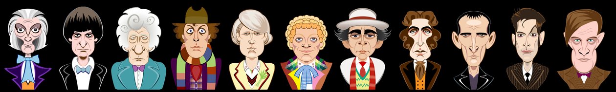 Aktorzy z serialu telewizyjnego BBC Doctor Who (1963-2013) autorstwa Neale Osborne