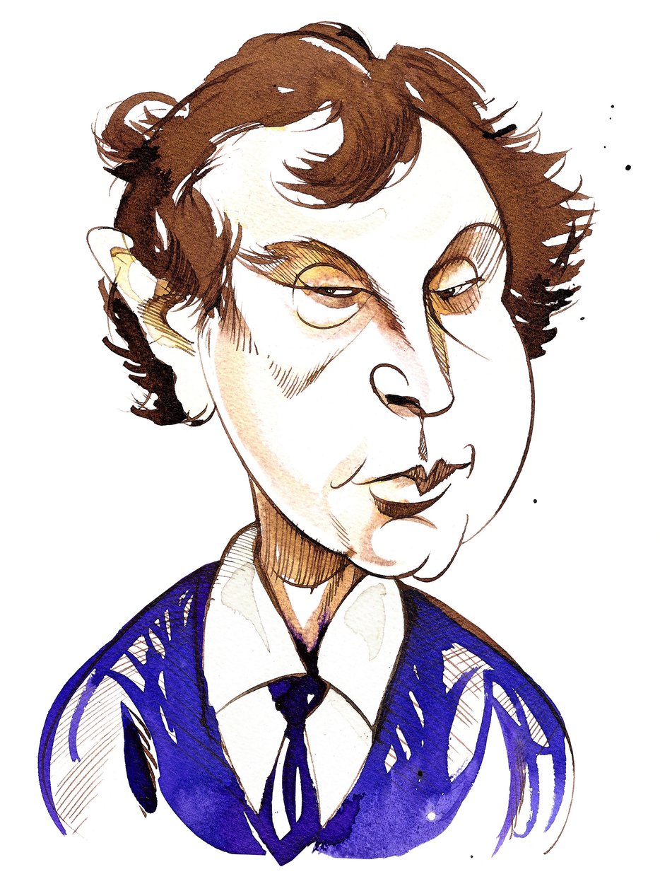 András Schiff (węgierski pianista 1953), kolorowa karykatura autorstwa Neale Osborne