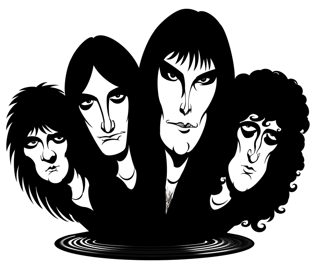 Brytyjski zespół rockowy założony w 1971 roku; karykatura od lewej do prawej: Roger Taylor (perkusista, wokalista, 26 lipca 1949 - autorstwa Neale Osborne