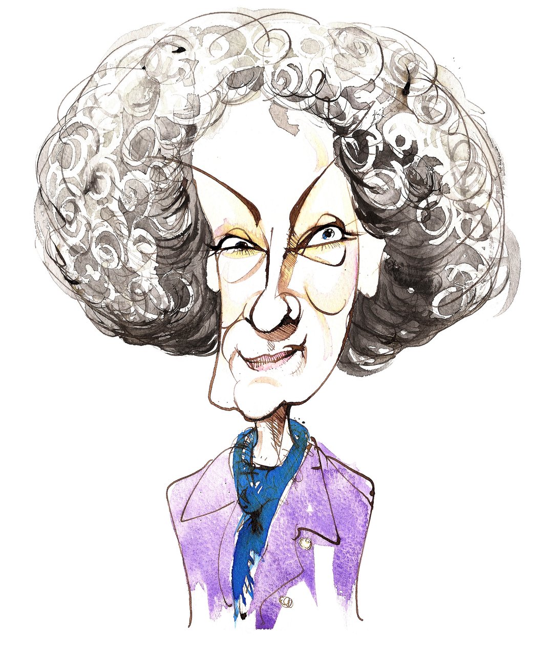 kanadyjska pisarka i poetka Margaret Atwood (ur. 1939); karykatura autorstwa Neale Osborne