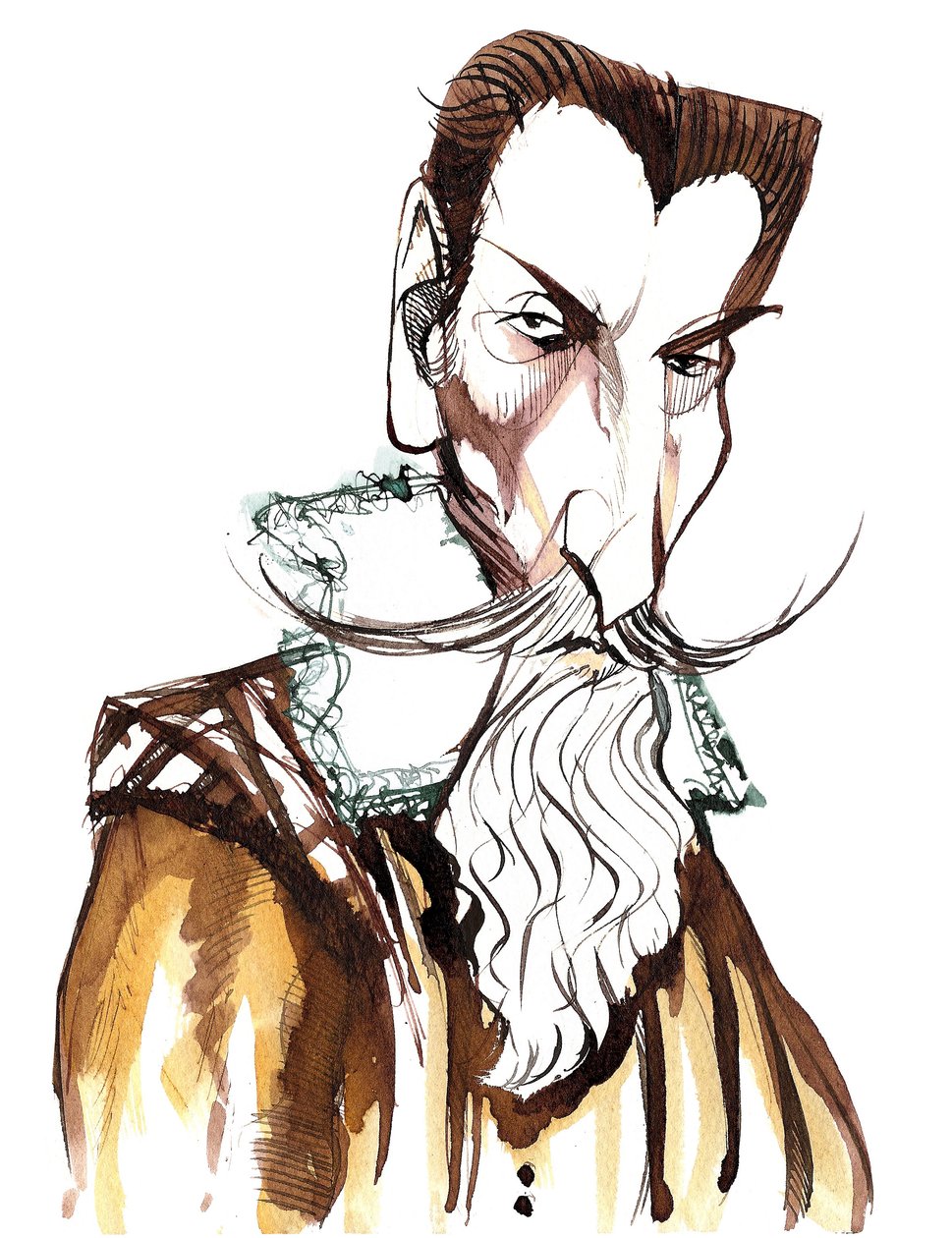 Claudio Monteverdi (1567 - 1643) włoski kompozytor, gambista, śpiewak i ksiądz rzymskokatolicki, karykatura autorstwa Neale Osborne