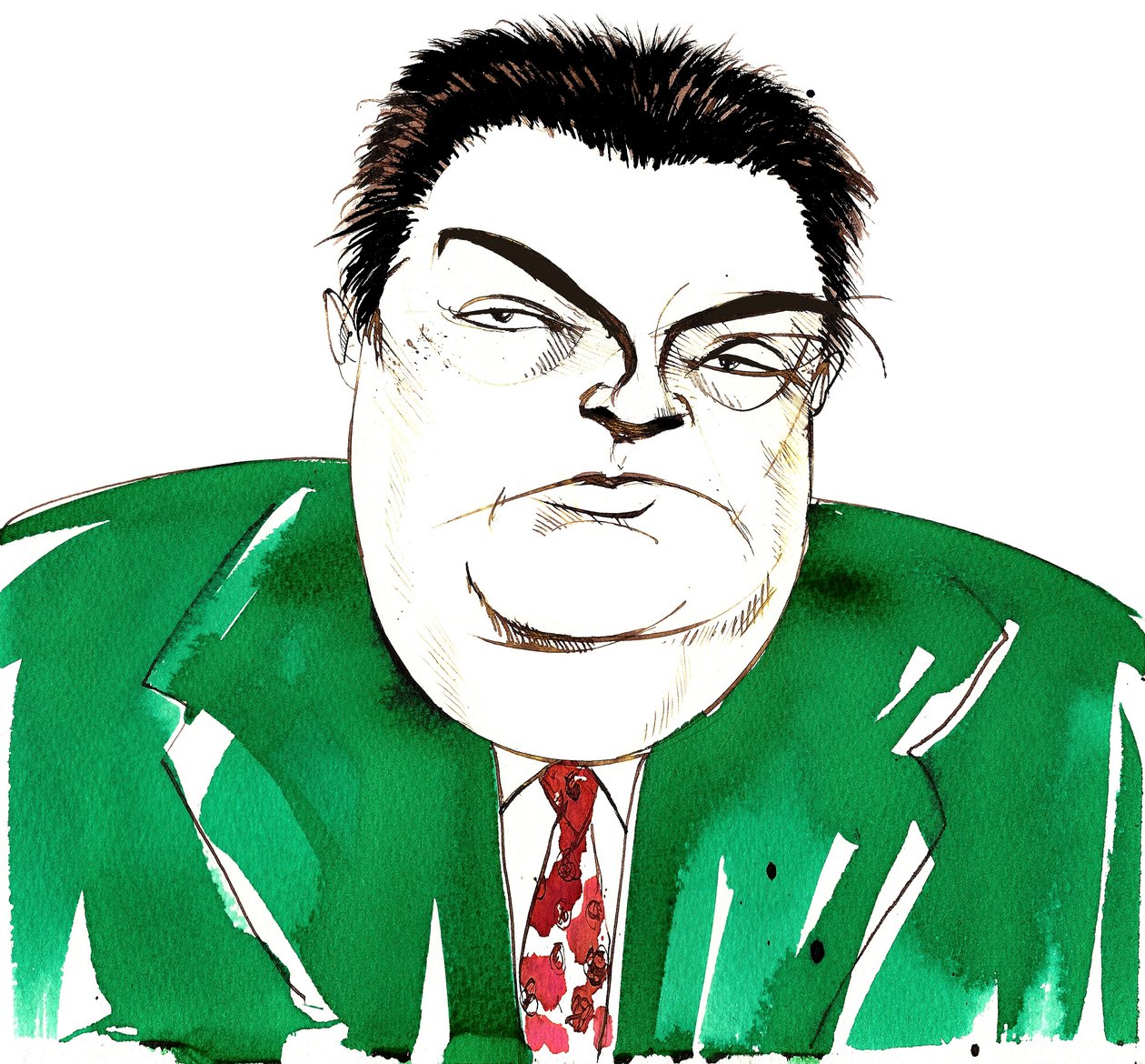 Darius Milhaud (1892 - 1974) francuski kompozytor, pedagog i członek Les Six, karykatura autorstwa Neale Osborne