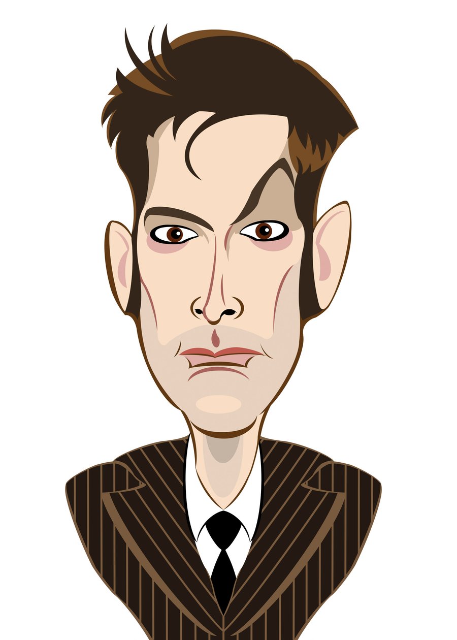 David Tennant jako Doctor Who - karykatura autorstwa Neale Osborne
