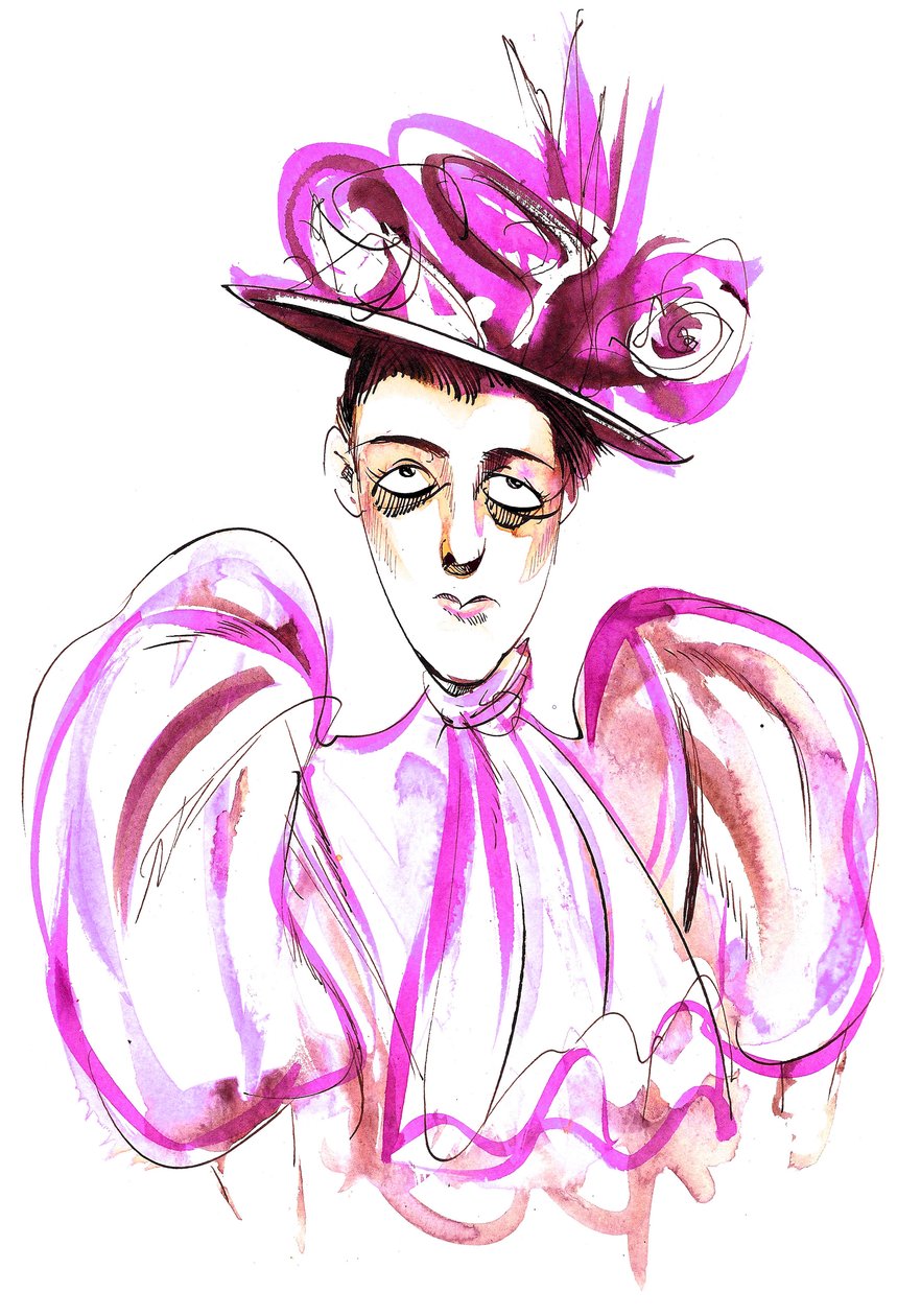 Edith Wharton - kolorowa karykatura amerykańskiej powieściopisarki i opowiadania (1861-1937) autorstwa Neale Osborne