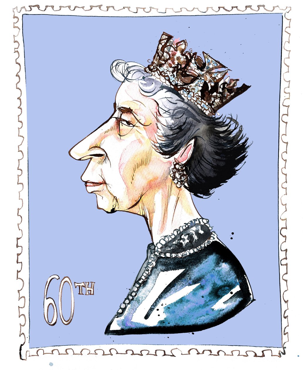 Elżbieta Windsor - karykatura autorstwa Neale Osborne