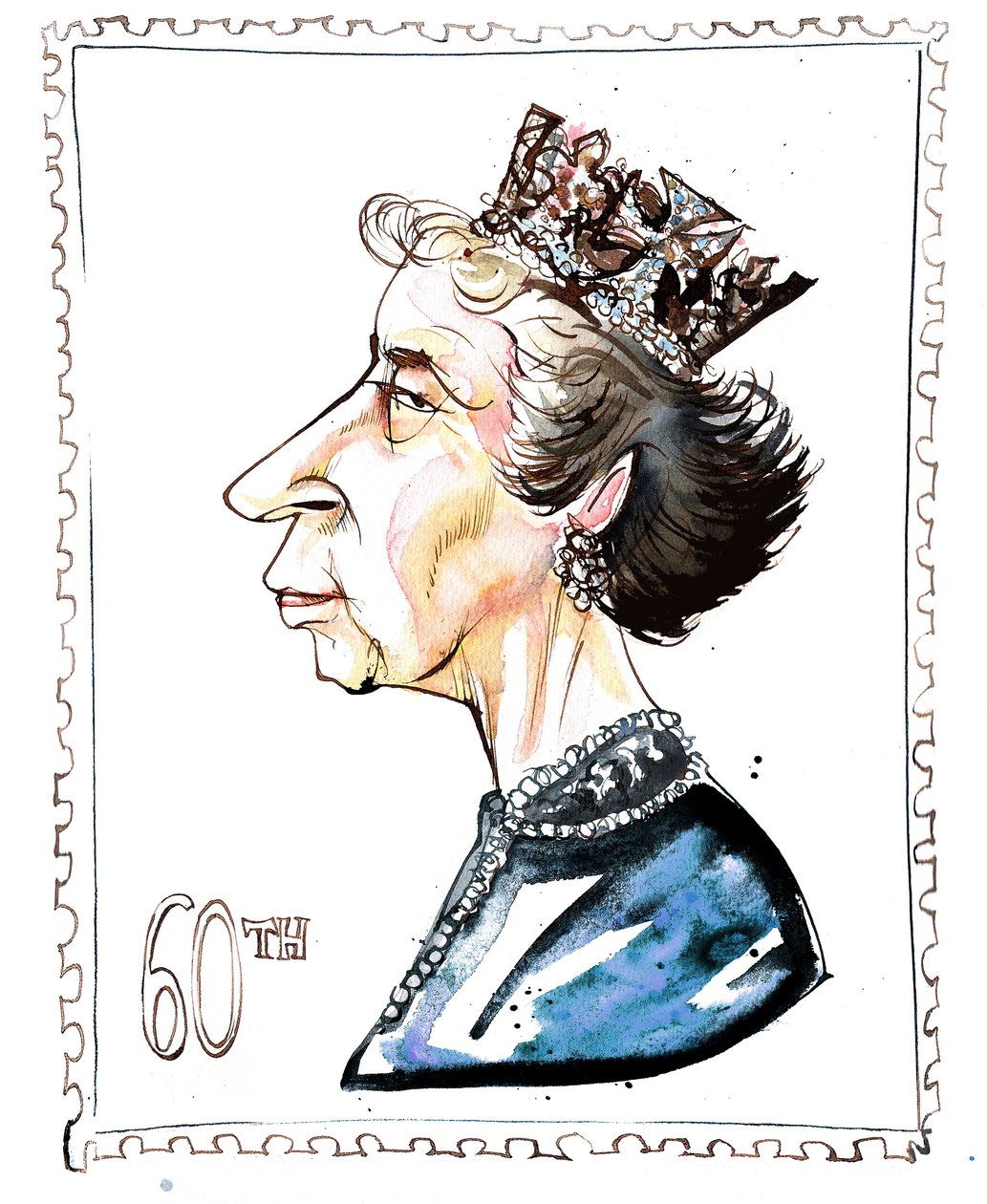 Elżbieta Windsor - karykatura autorstwa Neale Osborne