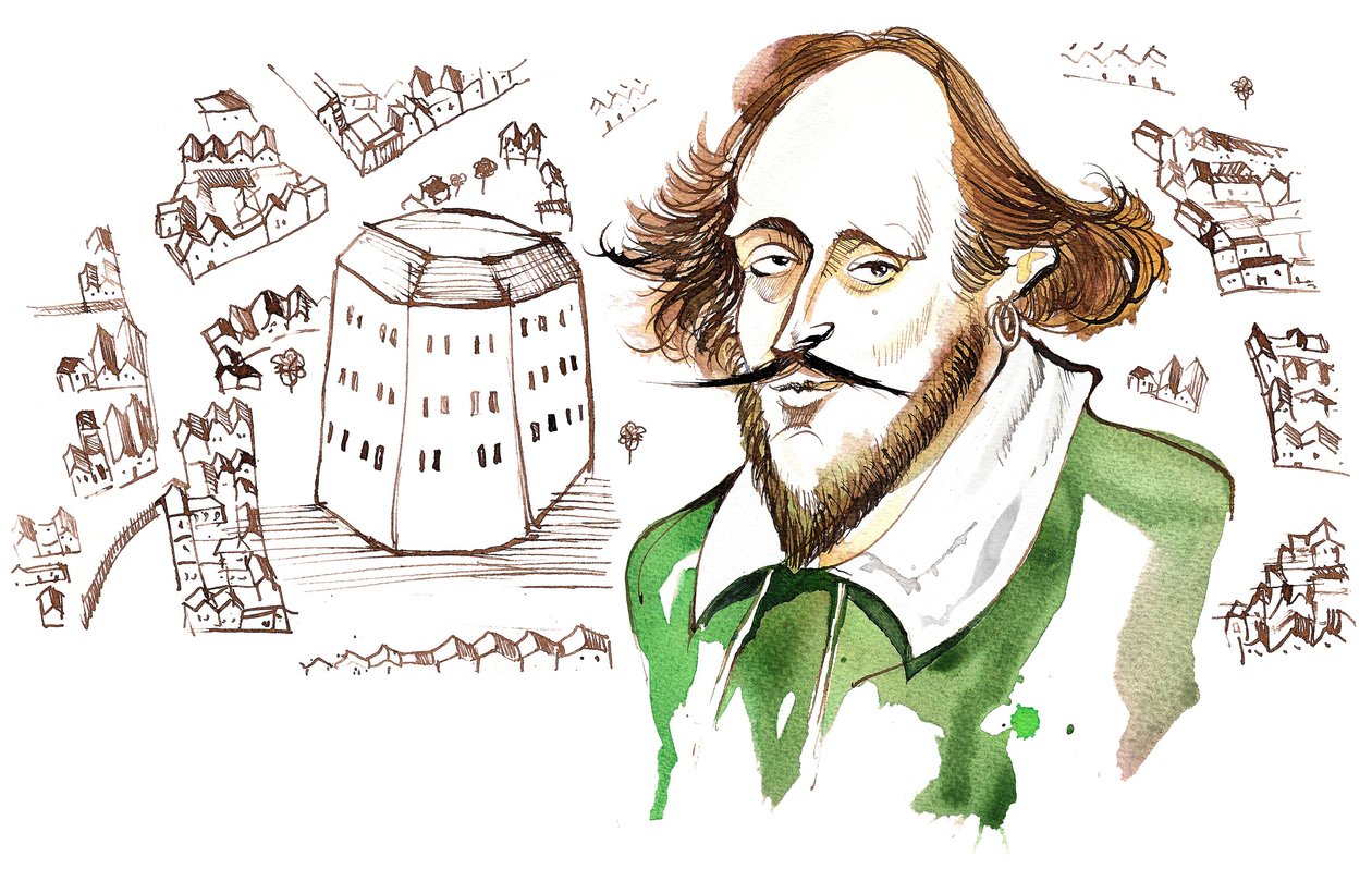 Angielski dramaturg i poeta William Shakespeare(1564-1616); karykatura autorstwa Neale Osborne