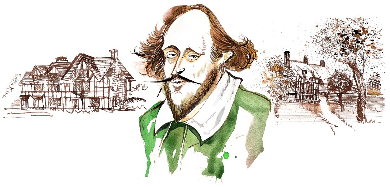 angielski dramaturg i poeta William Shakespeare (1564-1616); karykatura autorstwa Neale Osborne