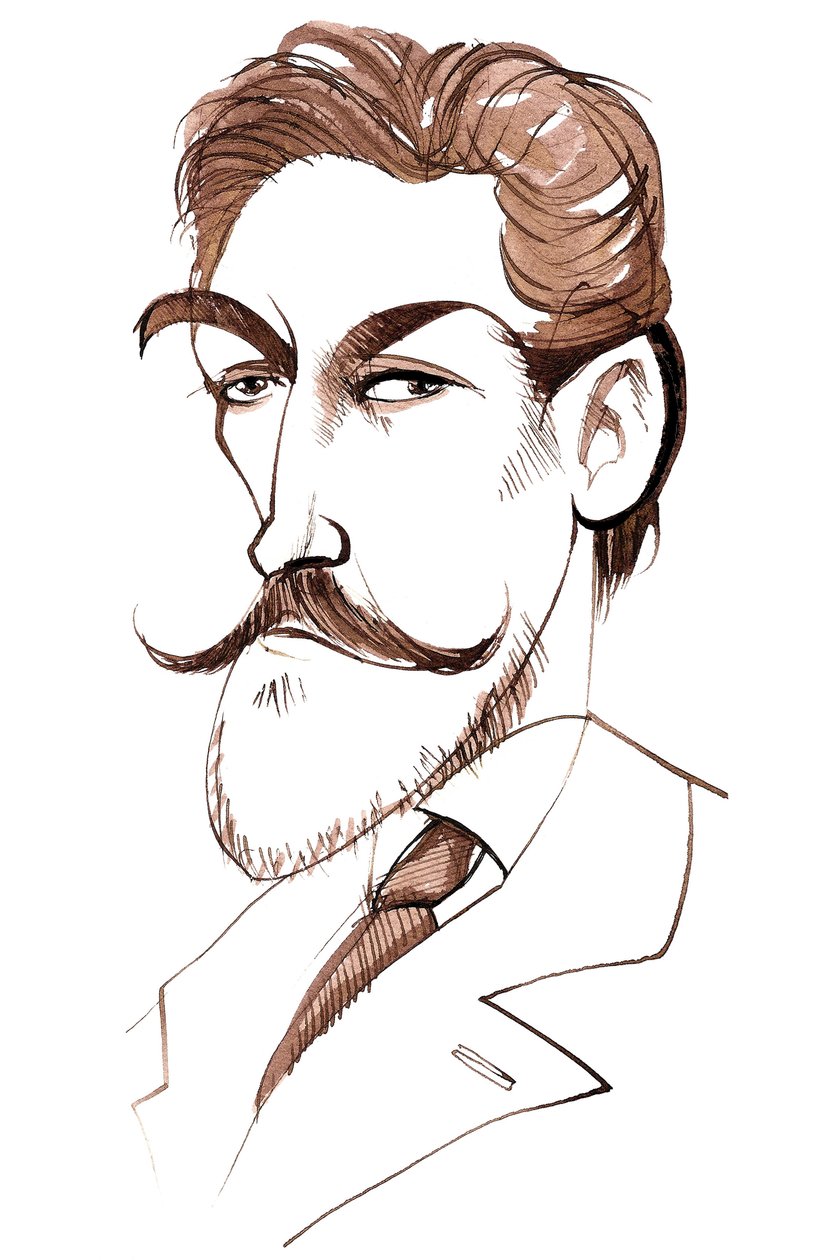 Felix Weingartner, austriacki dyrygent i kompozytor, (1863 - 1942), karykatura autorstwa Neale Osborne