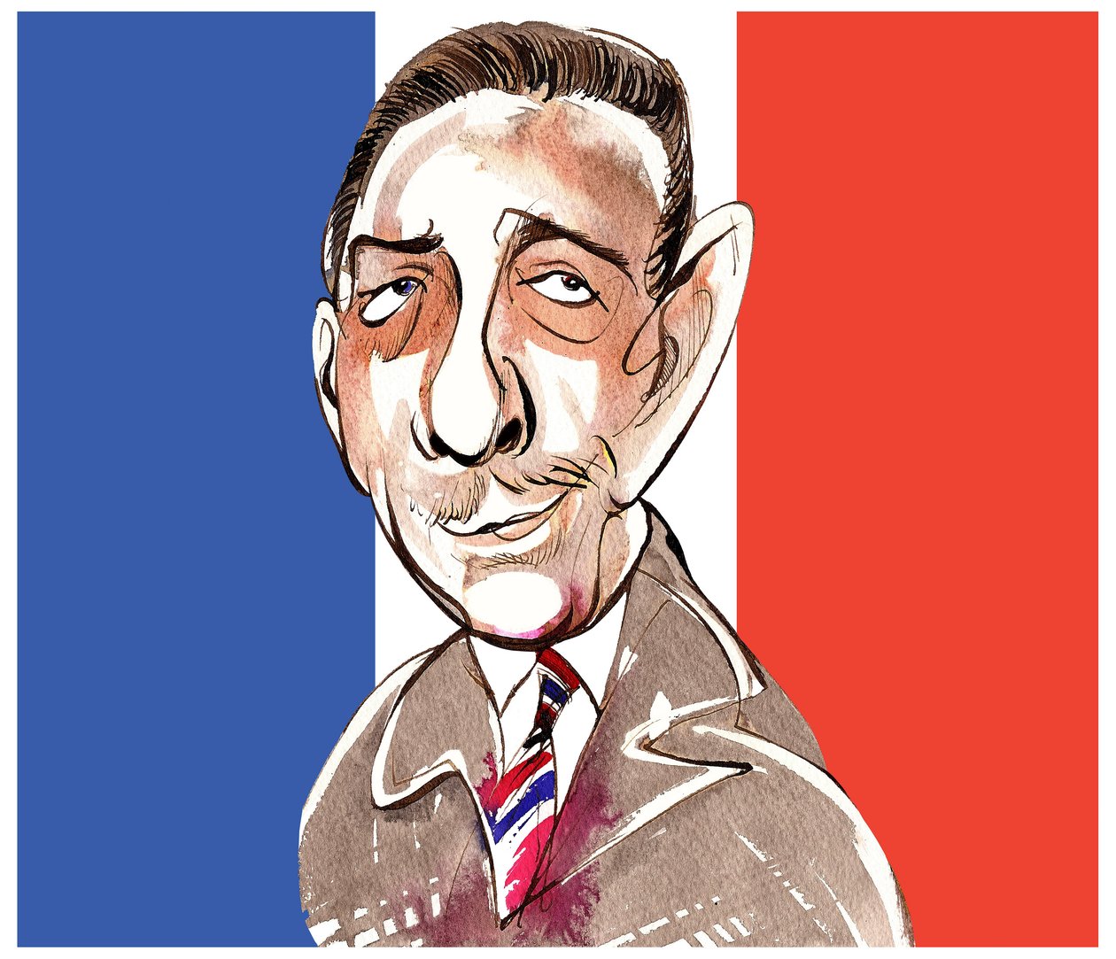 Francis Poulenc - karykatura francuskiego kompozytora, 1899-1963 autorstwa Neale Osborne