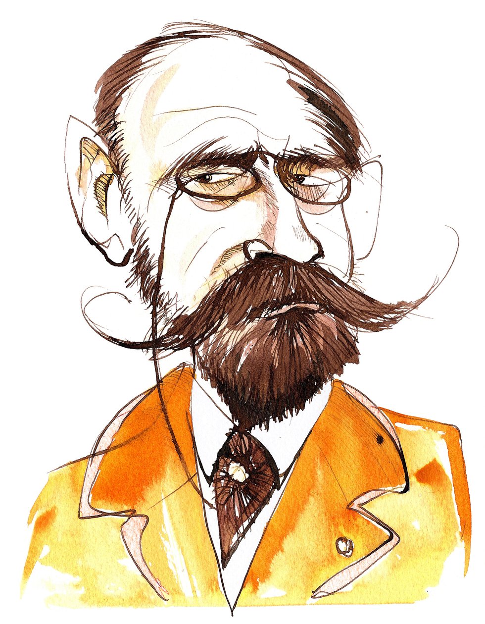 francuski powieściopisarz Emile Zola (1840-1902); karykatura autorstwa Neale Osborne