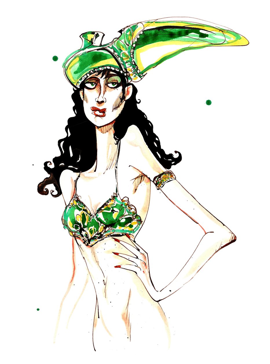 Zielona czapka na buty w stylu art deco: z serii inspirowanej kapeluszem w kształcie buta Elsy Schiaparelli autorstwa Neale Osborne