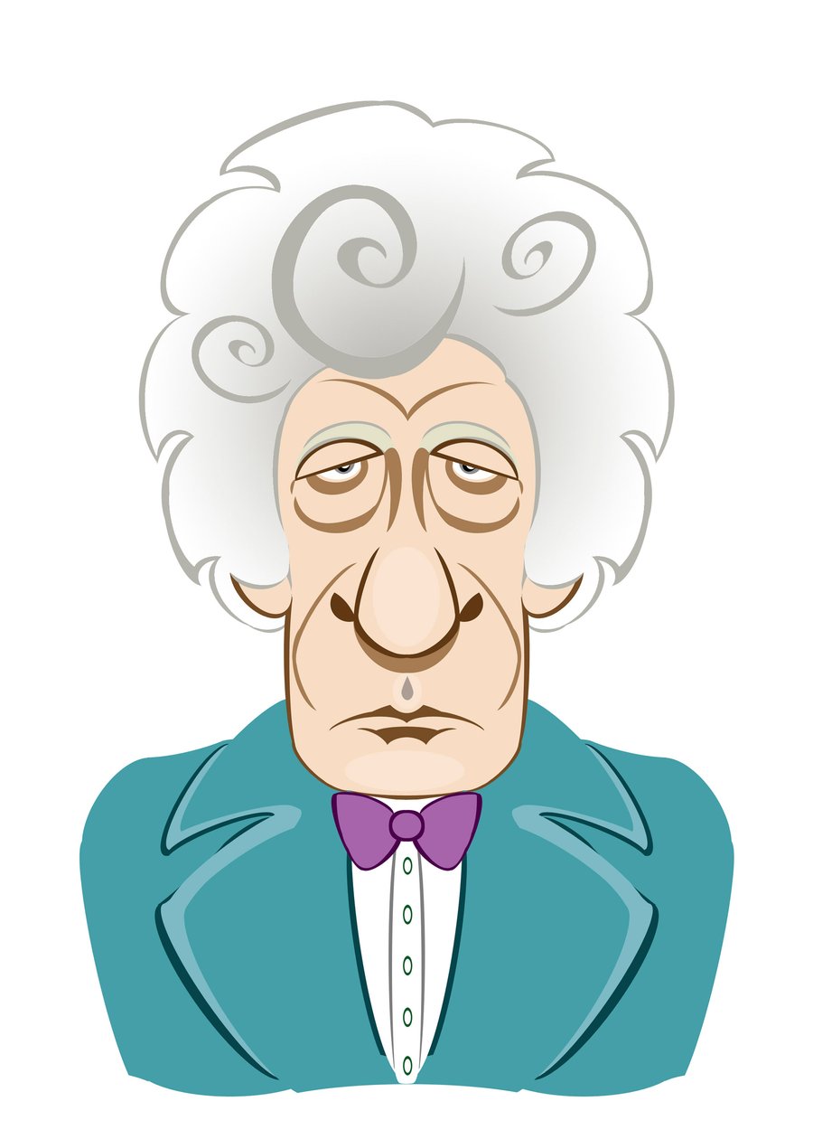 Jon Pertwee jako Doctor Who - karykatura autorstwa Neale Osborne