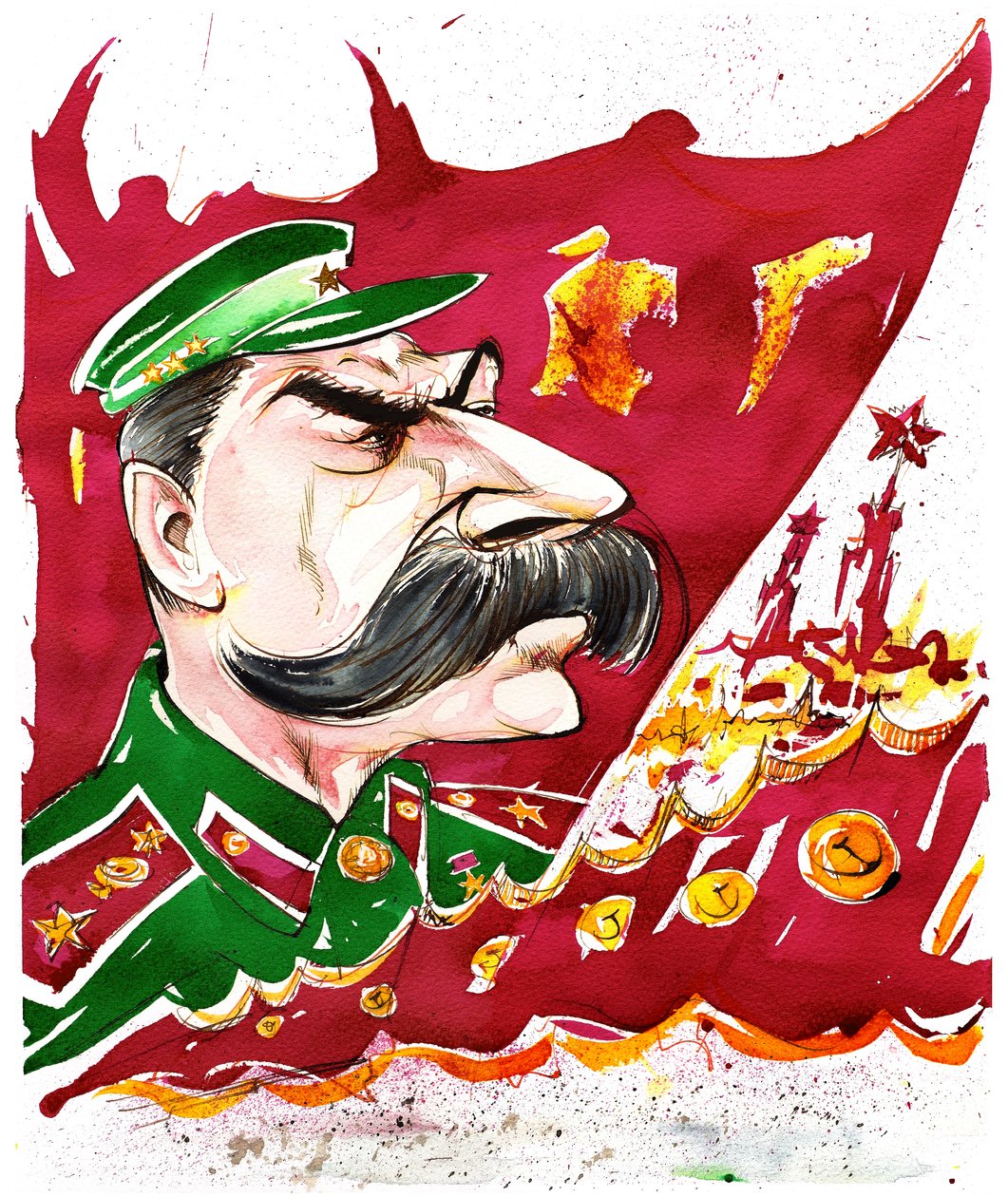 Józef Stalin - kolorowa karykatura autorstwa Neale Osborne