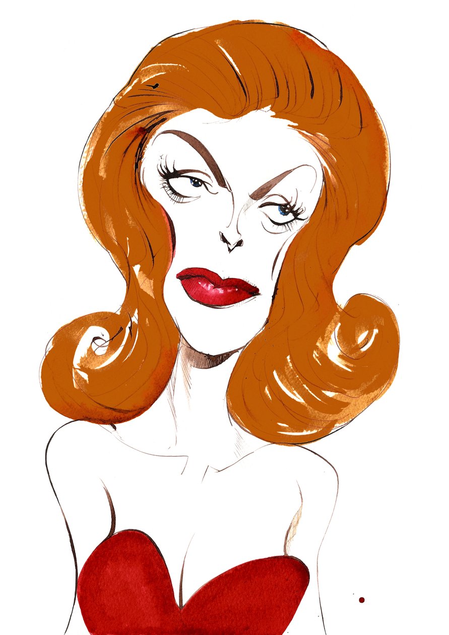 Julie London amerykańska piosenkarka i aktorka (1926-2000); kolorowa karykatura, 2015 autorstwa Neale Osborne