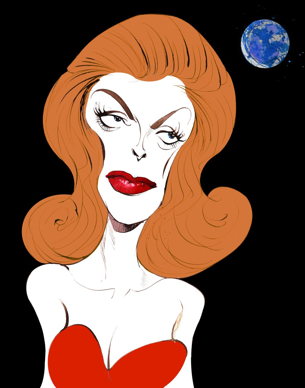 Julie London amerykańska piosenkarka i aktorka (1926-2000); kolorowa karykatura, 2015 autorstwa Neale Osborne