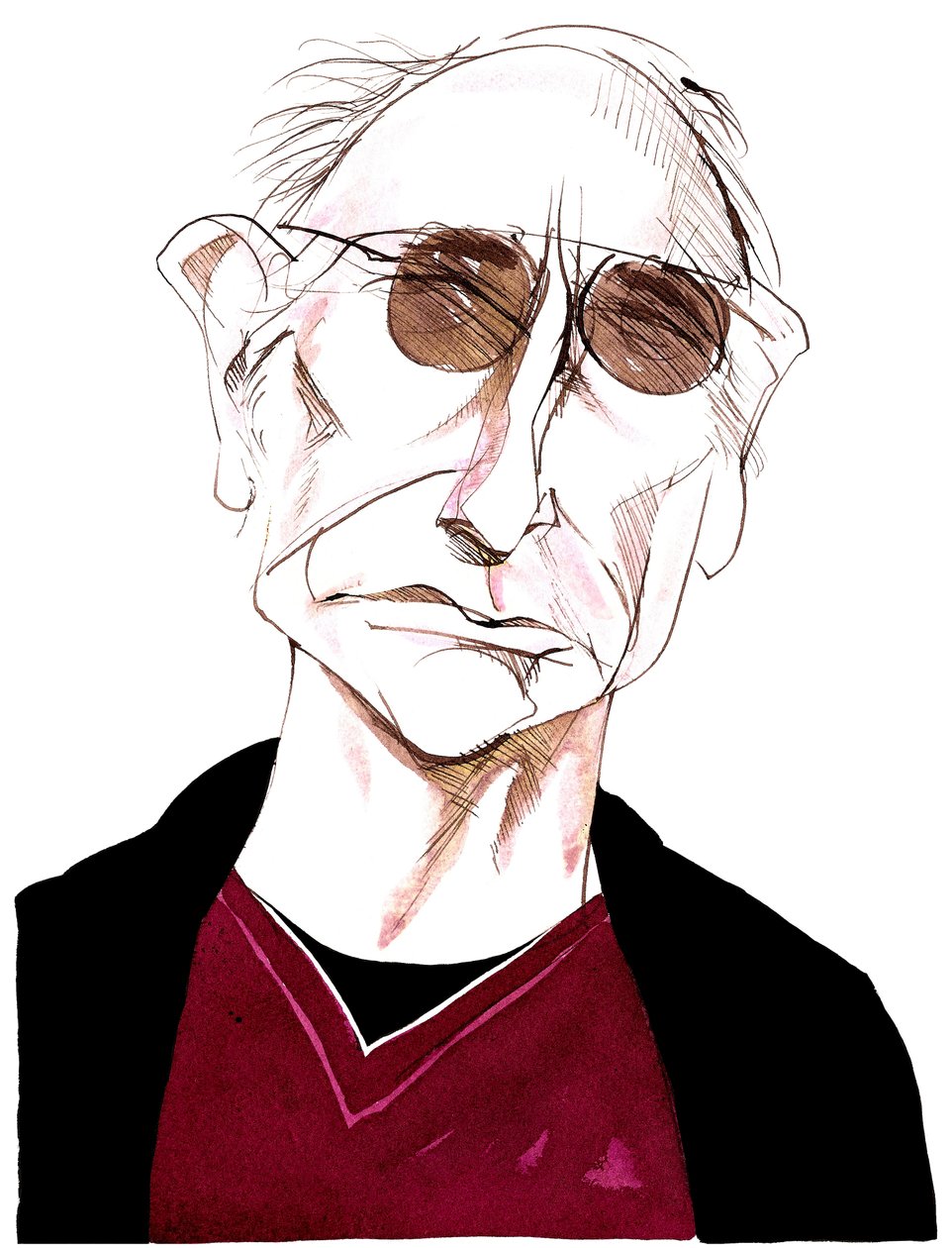 Larry David - karykatura amerykańskiego komediopisarza, aktora i producenta, ur. 1947 autorstwa Neale Osborne
