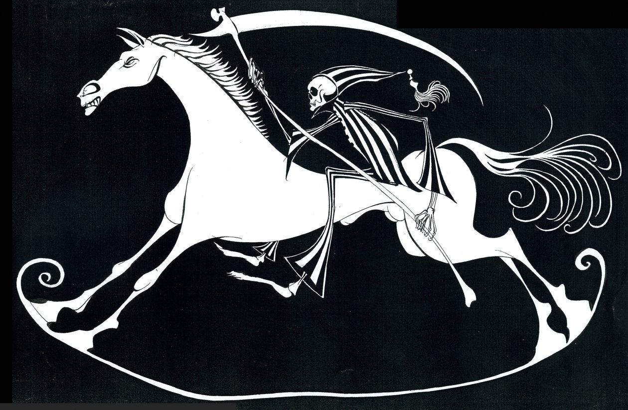 Le Grand Macabre - ilustracja postaci Nekrotzara z opery Gyorgy Ligeti . z 1977 roku autorstwa Neale Osborne