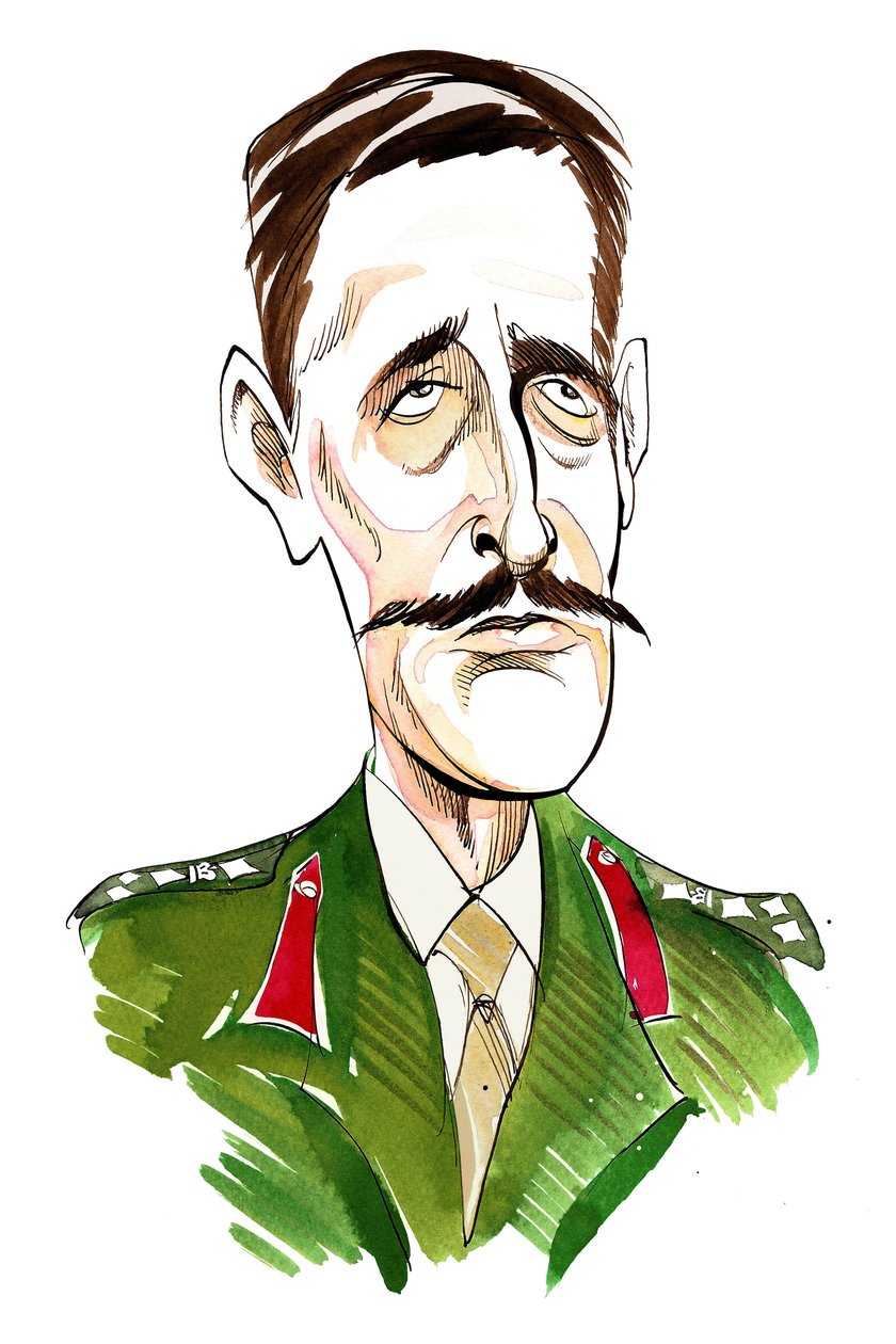 Nicholas Courtenay - karykatura angielskiego aktora, 1929 - 2011 autorstwa Neale Osborne
