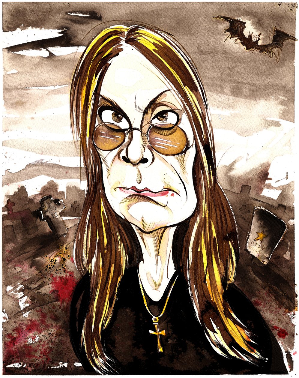 Ozzy Osbourne - kolorowa karykatura autorstwa Neale Osborne