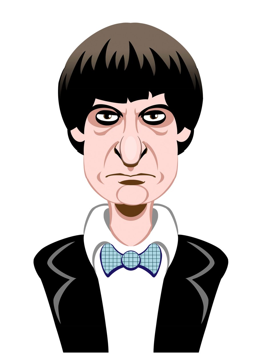Patrick Troughton jako Doctor Who - karykatura autorstwa Neale Osborne