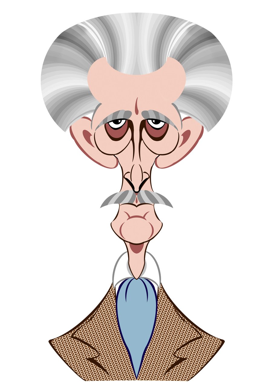 Peter Cushing jako Doctor Who - karykatura autorstwa Neale Osborne