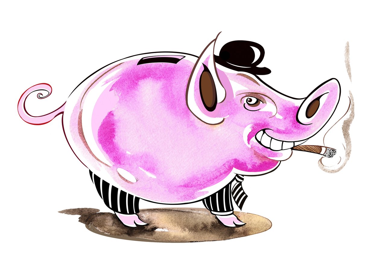 Skarbonka - alegoryczna ilustracja kryzysu finansowego autorstwa Neale Osborne